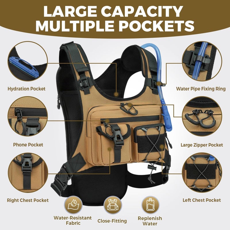 Criuage USA Original Patent Running Hydration Vest Backpack, Lightweight Chest Pack with 2.0L Water Bladder Bag Daypack for Hiking Running Cycling Race Marathon for Women Men - Image 2